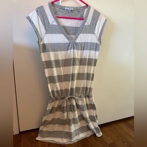 Gap striped grey and white draw string waist tshirt dress
